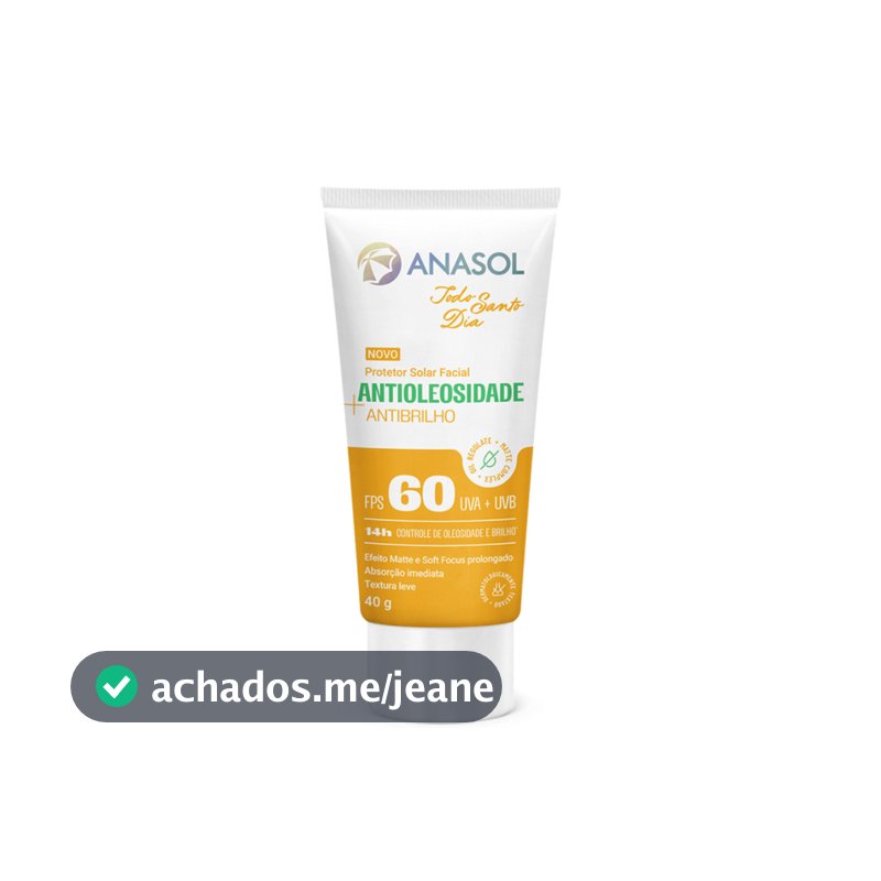Protetor Solar Facial TSD Anti brilho fps 60 40g - Anasol