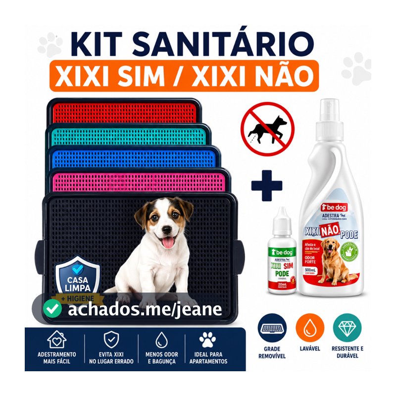 Kit Sanitário Canino Pet + Educador Pet Xixi Sim Pode Xixi Não Pode Tapete Higiênico para Cães