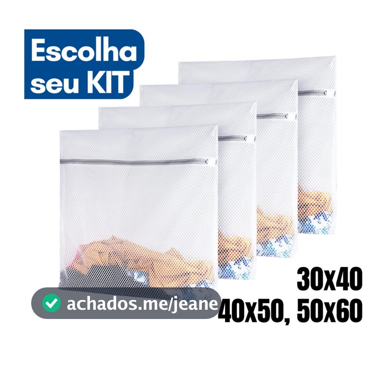 Kit Saco Lavar Roupa 30x40 40x50 50x60 Sacos para Roupa Delicada Íntima Calcinha Saquinho Lava