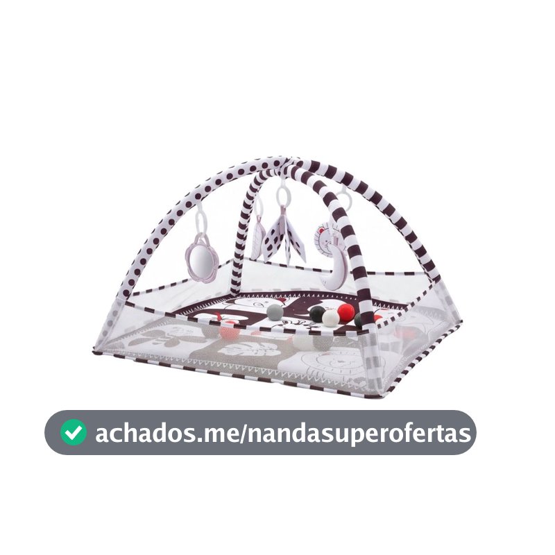 Tapete de Atividades Para Bebê Ginásio Sensorial Piscina de Bolinha Preto e Branco Maxi Baby