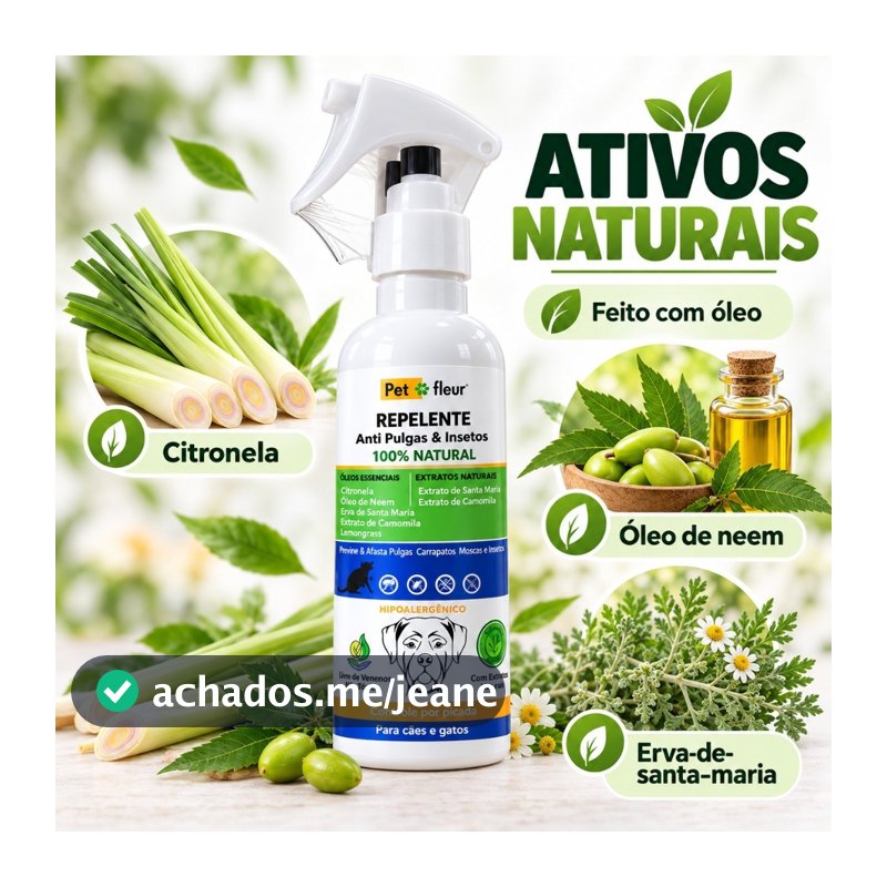 Repelente Natural Afasta Pulgas Carrapatos e Moscas Varejeira para Cães