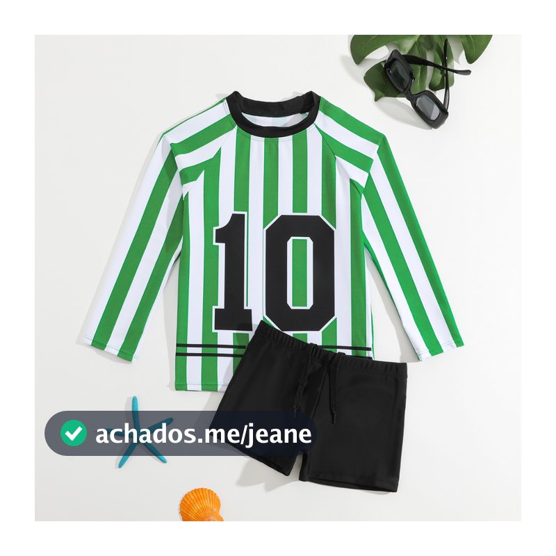 HT VEST Conjunto Infantil Masculino de Praia - Camisa UV e Shorts Estiloso 2024 I3115