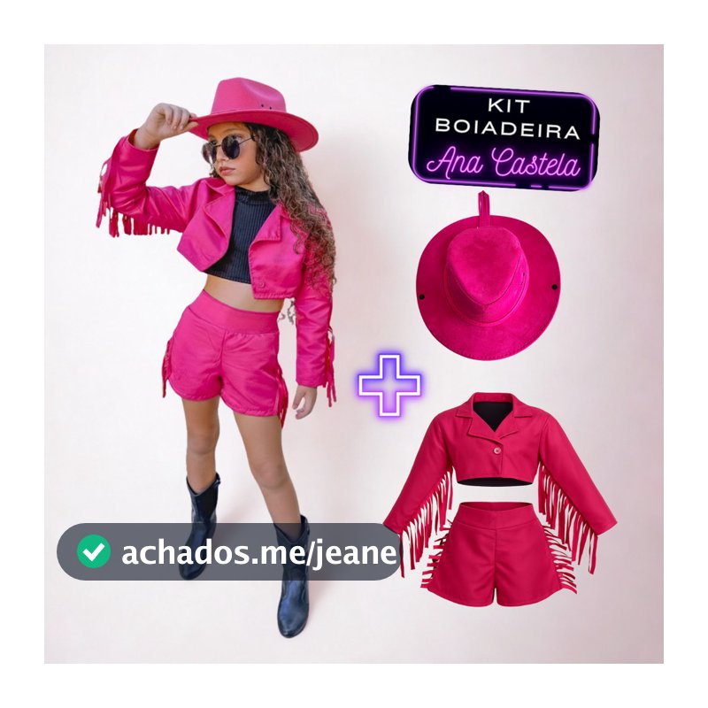 Roupa Boiadeira Infantil Rosa Completa com Chapéu | Conjunto Country Menina Festa e Aniversário