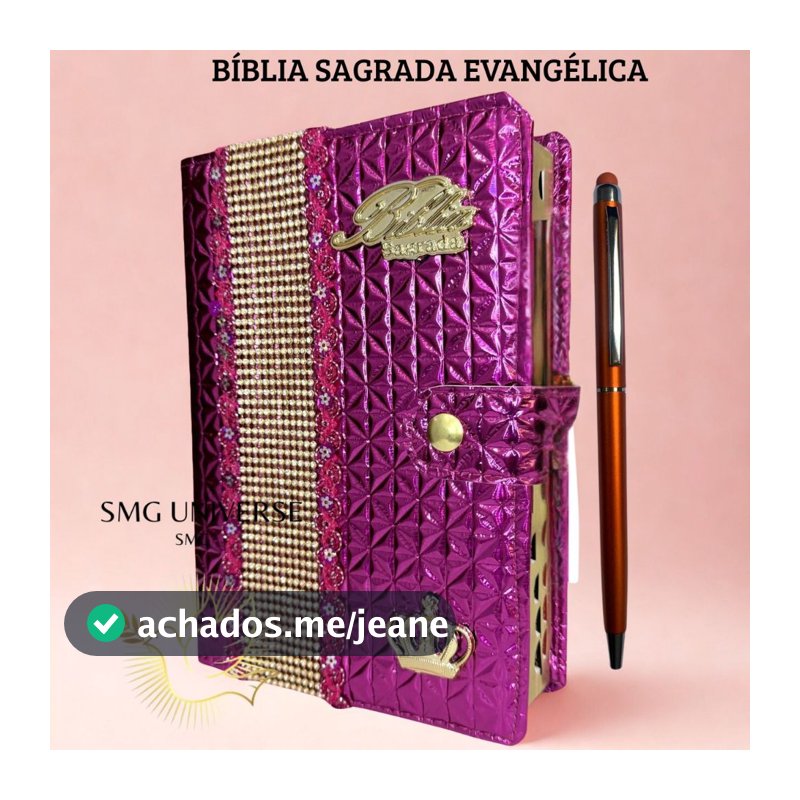 Biblia Sagrada Letra Hiper Gigante PINK Luxo Com Harpa E Pedraria.