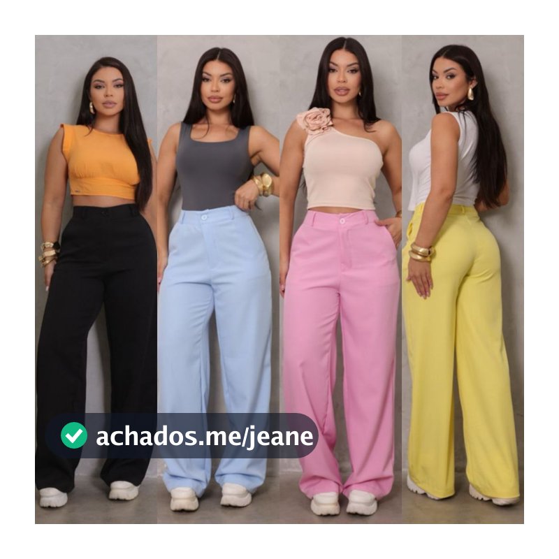 Calça Pantalona Alfaiataria Feminina Cintura Alta Tendência 2026