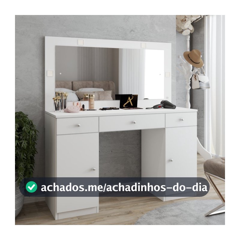 Penteadeira Camarim Margot 2 Portas 3 Gavetas Porta Jóias Branco - Panorama Móveis