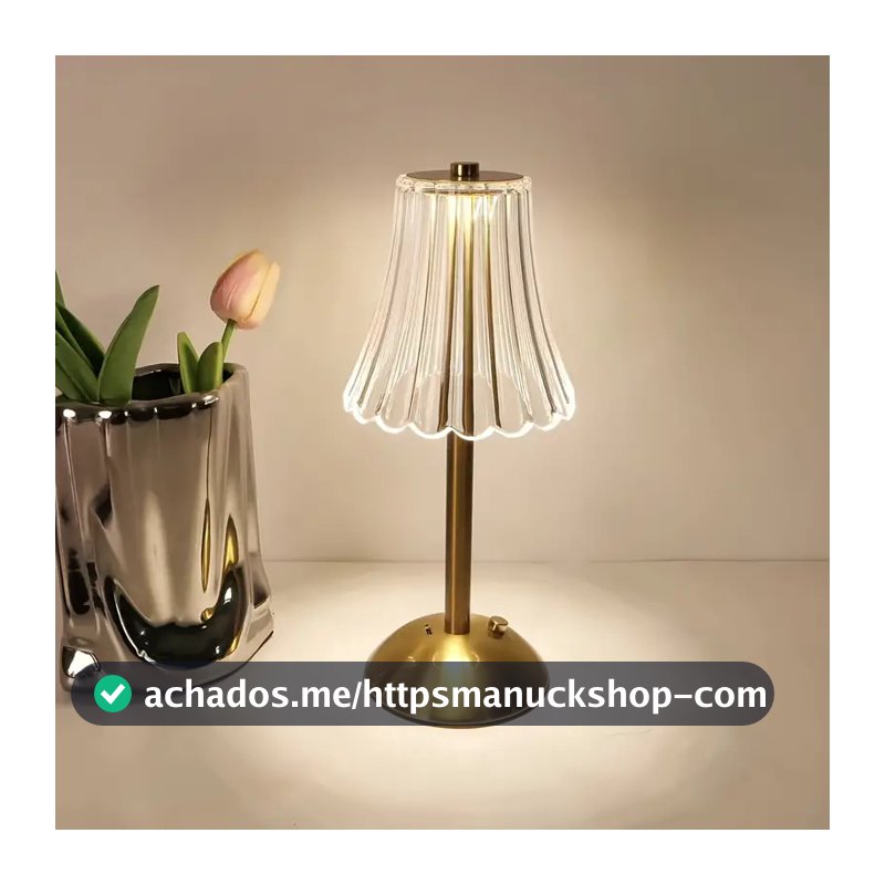 Abajur Recarregável de Mesa dourado Aço inoxidável Luz Touch sem fio LED Luminária de mesa P/quarto