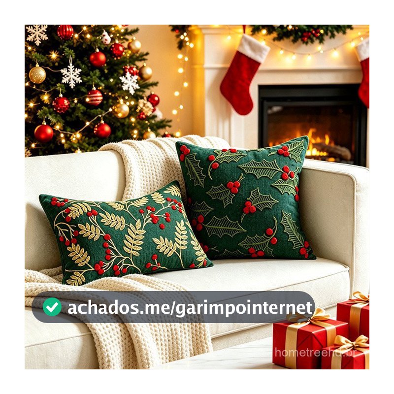 Capa Almofada Natal Bordada - Chenille