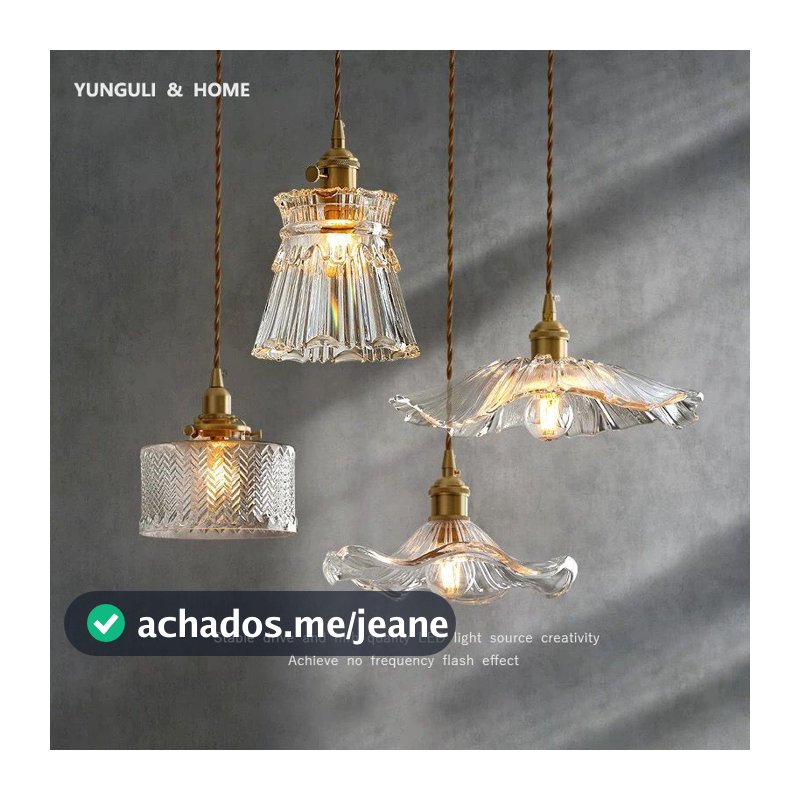 Luminária Pendente Metal Bronze+Vidro Cabeceira E27x1