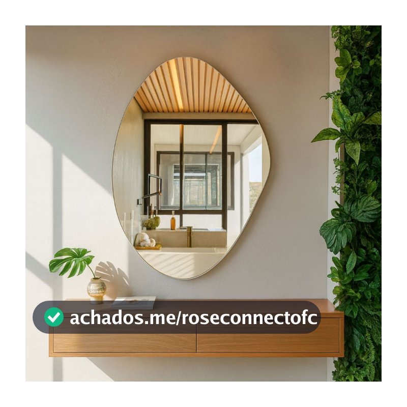 Espelho Orgânico Moderno Decorativo 60x40cm Lapidado S/Moldura Sala Banheiro Quarto Lavabo Luxo