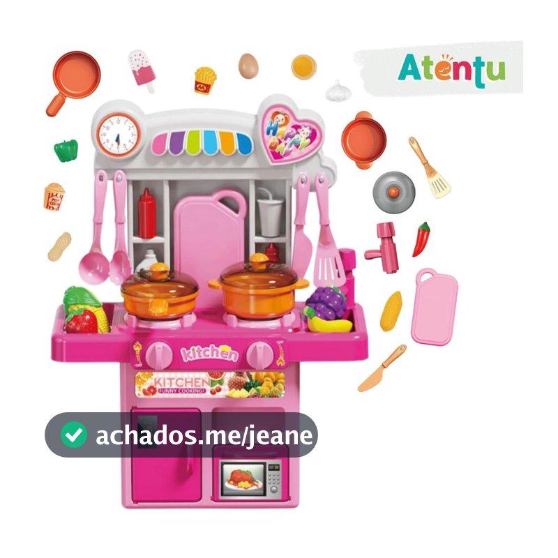 Cozinha Infantil Completa de Brinquedo com Luz e Som Sai Água Geladeira Fogão