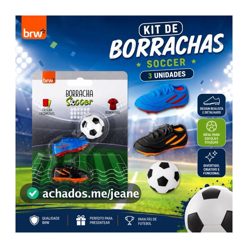 Kit Borracha Soccer Futebol Blister com 3 Unidades