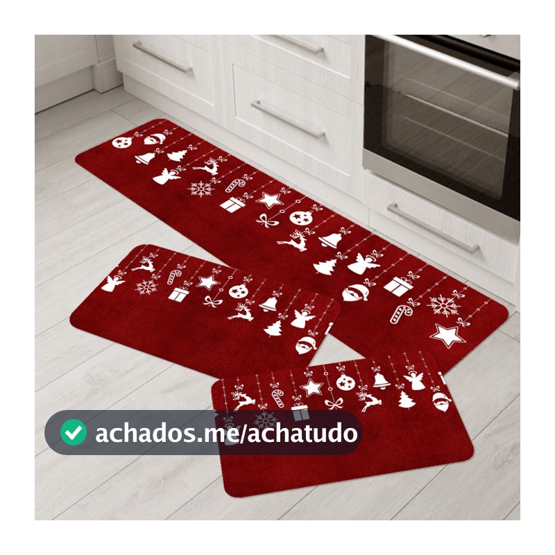 Kit 3 Tapetes de Natal para Cozinha Ícones de Natal
