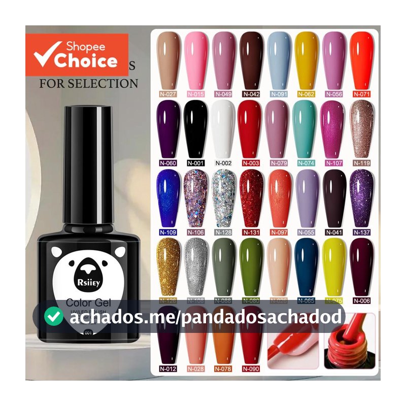Esmalte Em Gel 7ml Para Kit Inicial Cores Preto Branco Rosa Verde Imersão Sem Limpeza