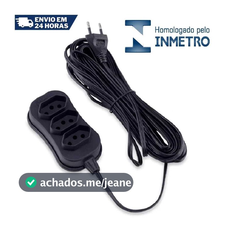 Extensão elétrica 10 Metros Extensão de Energia 3 Tomadas com 5 metros e 10 metros