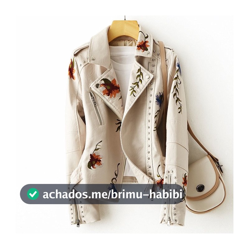 Mulheres Estilo Punk Retro Jaqueta De Couro Fuax Streetwear Moto Motociclista Bordado Floral Impressão Rebite Pu Casaco Outwear De Grandes Dimensões