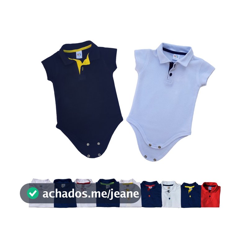 Body Gola Polo Bebê Masculino Menino P M G e GG Manga Curta