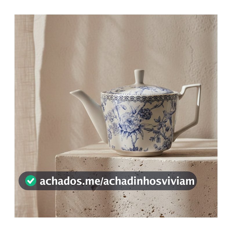 Bule de chá Hortênsia em new bone china 750ml A14cm azul