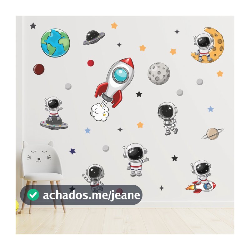 Adesivo de Parede Infantil Astronauta Estrelas Quarto Criança - 320ir
