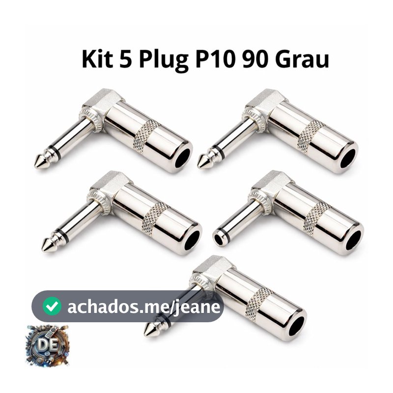kit 5 Plug P10 Metal Mono Profissional 90 Graus
