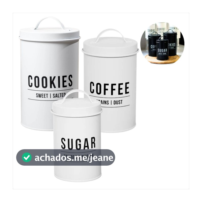 Conjunto 3 Latas Café Açucar e Biscoito Para Mantimentos