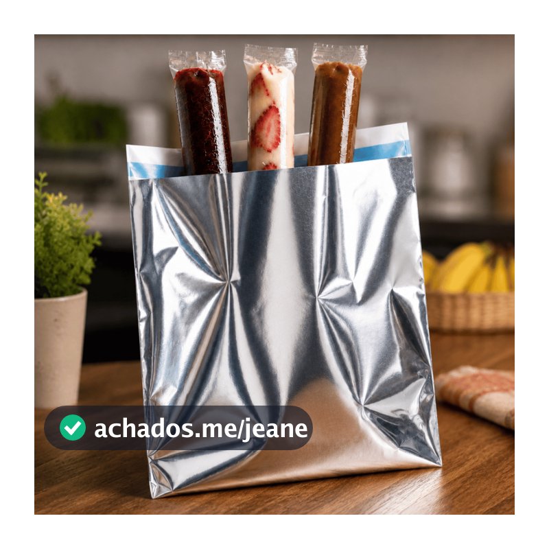 Embalagem Térmica Delivery Metalizada Lisa 22,5+23+4 Sorvete Geladinho Gourmet Picolé Açaí