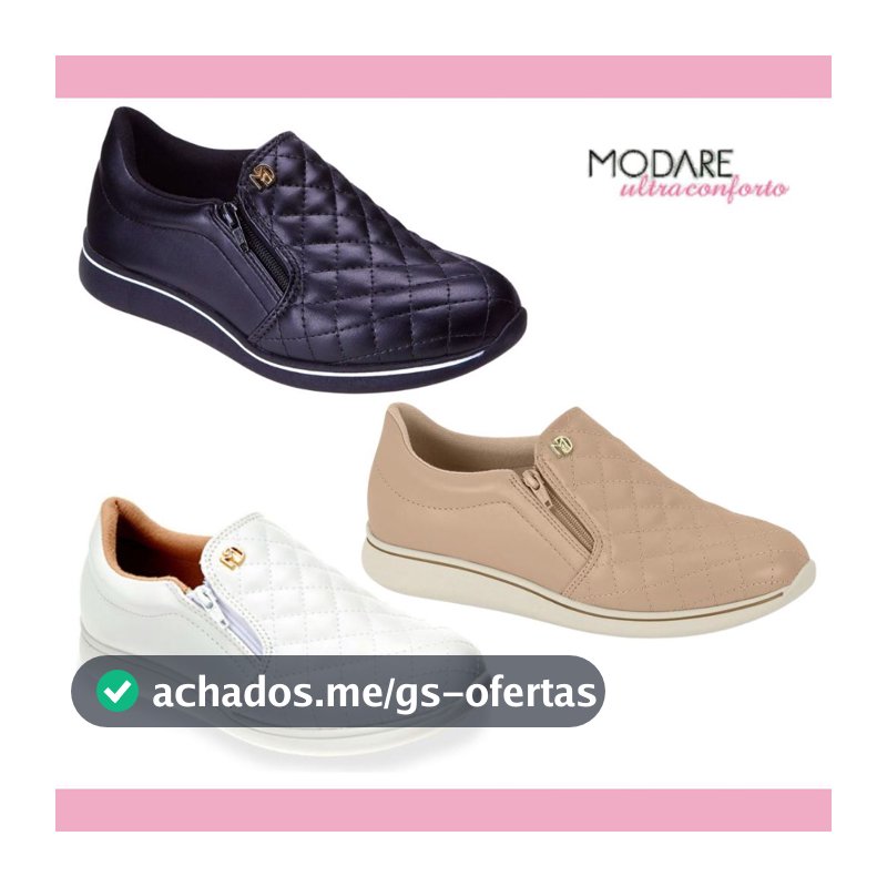 Tênis Modare Feminino Confortavel Idosa Leve Antiderrapante Palmilha Macia Zíper Original