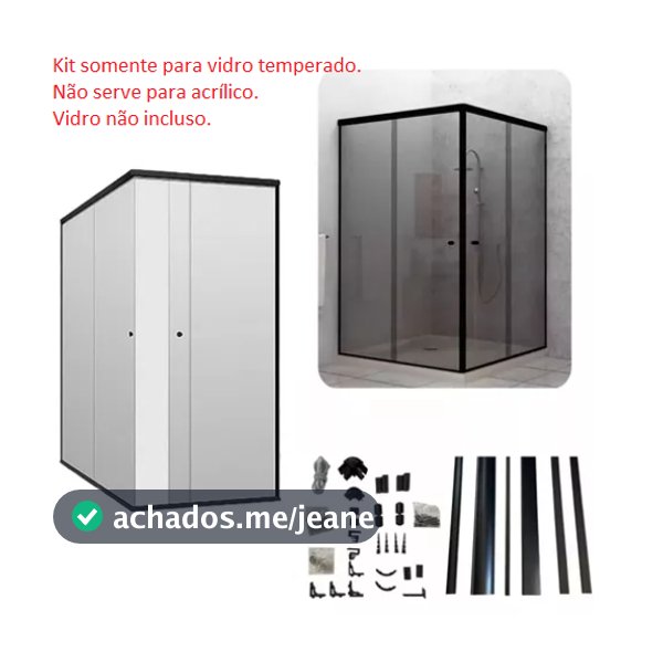 Kit Alumínio ( Sem Vidro ) Box Banheiro Padrão Canto C1 - 0,90 x 0,90 x 1,90 metros