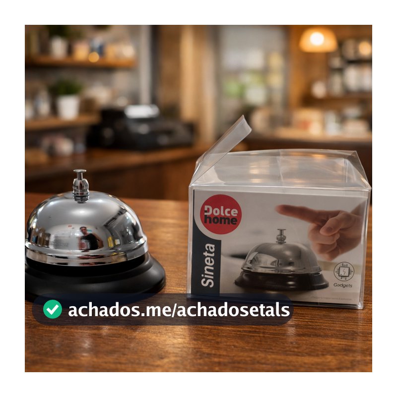 Campainha Sino de Mesa 8,5x5,5cm para Balcão Recepção Restaurante Loja Hotel Bar