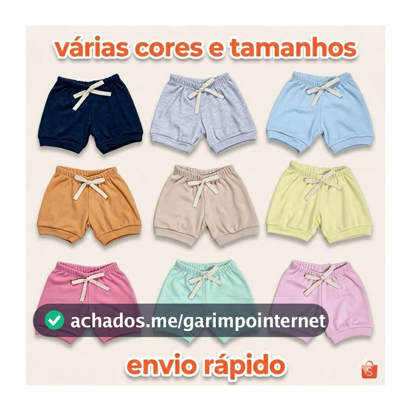 Short Bebê Tapa Fralda Algodão Canelado  Enxoval Rescém Nascido Mijão Unissex Menino Menina Macacão