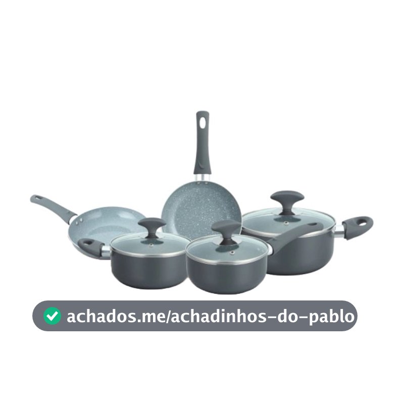 Conjunto de Panelas Cerâmica Cazza Chef Cinza 5 Peças