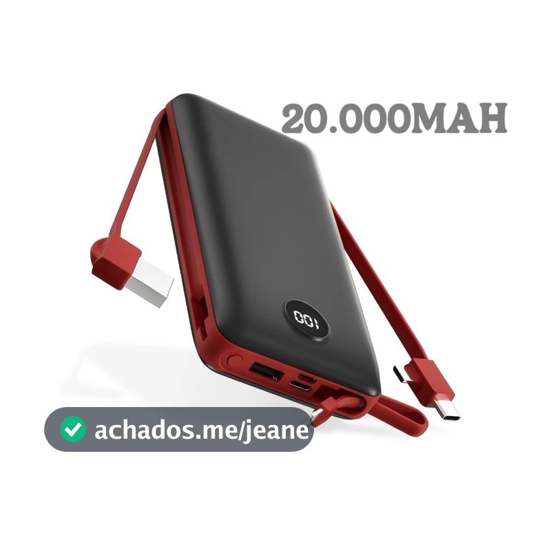 Power Bank Carregador Portátil 20.000mAh Digital compatível com iPhone e Samsung