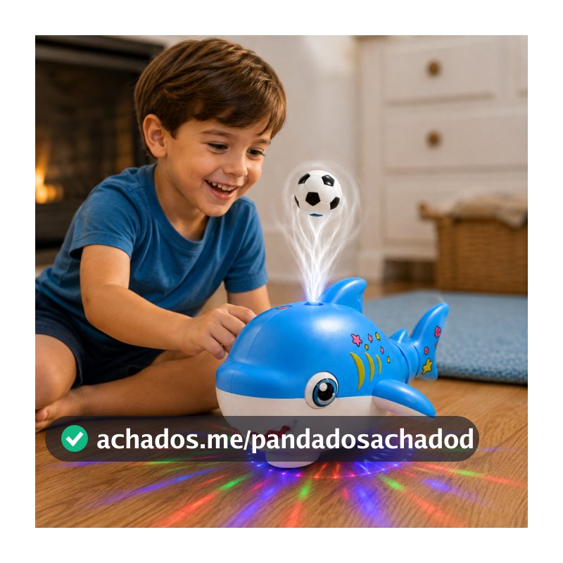 Tubarão Soprador de Bolinha Móvel Brinquedo Infantil Com Luzes Sons e Música Giro 360° Cauda Móvel