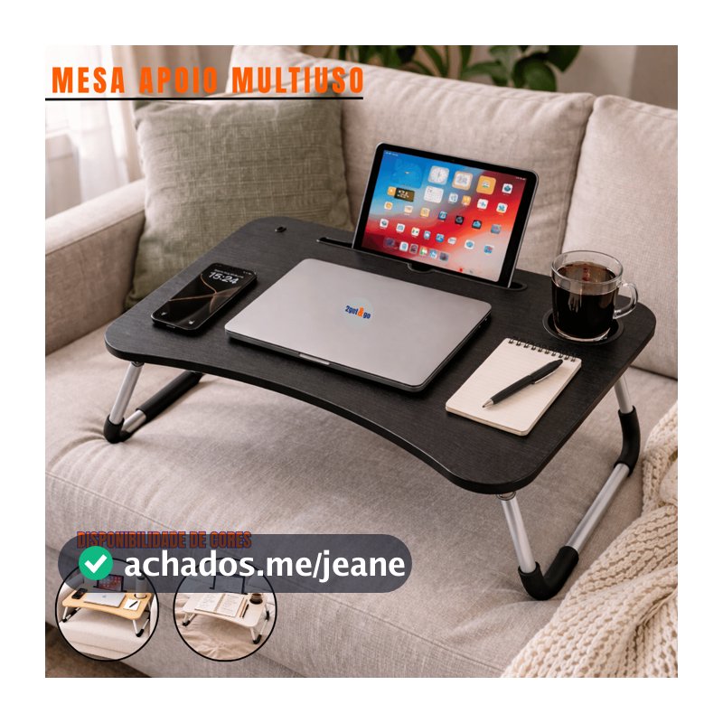 Mesa Dobrável Notebook Retrátil Home Office Apoio Cama Sofá Trabalho Café