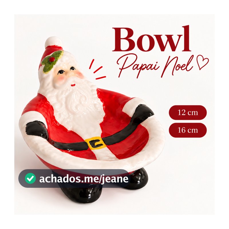 Bowl Papai Noel de Cerâmica Decoração Natalina 12cm/16cm Jogo de Mesa Enfeite de Natal
