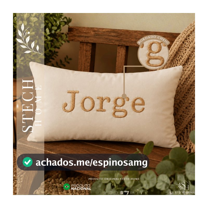 ALMOFADA PERSONALIZADA COM NOME 40x25 | BORDADA | COM ZIPER | DECORAÇÃO l VÁRIAS CORES HOME DECOR