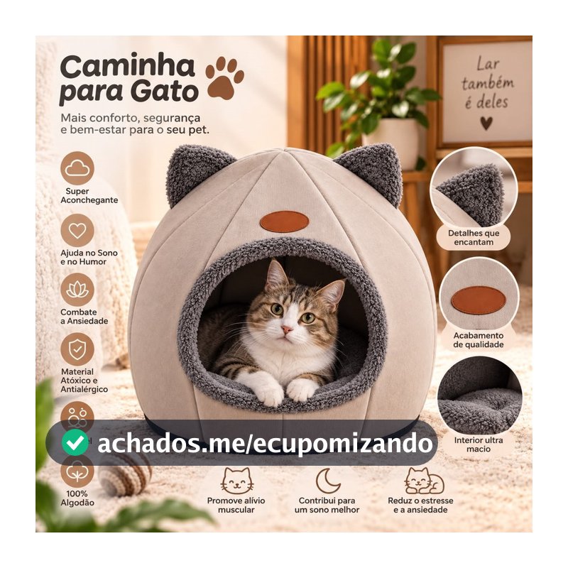 Caminha Pet Toca Iglu Luxo 2 em 1 Pet Cachorro Gato Confortável