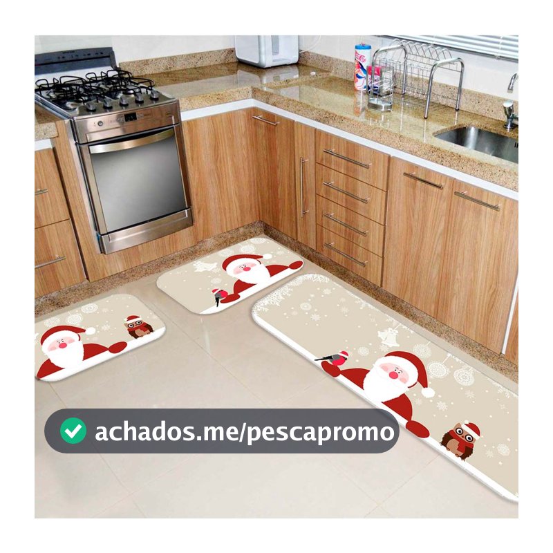 Kit Tapete de Natal para Cozinha 3 peças Christmas - PROMOÇÃO - Direto de Fábrica - Envio Imediato!!