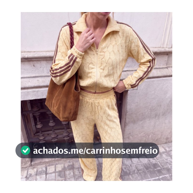 Conjunto Tricô Feminino Jaqueta Cropped e Calça Pantalona