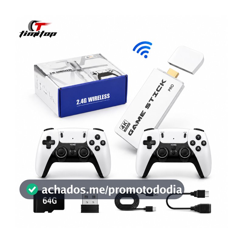NOVO Vídeo Game Stick M15 Plus 4k 64gb Hdmi Com 2 Controles Se Fio +20mil Jogos Moby