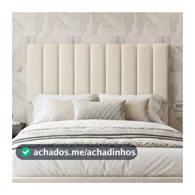 Cabeceira Cama Box Queen 160 cm Dália W01 Linho Champagne - Lyam Decor