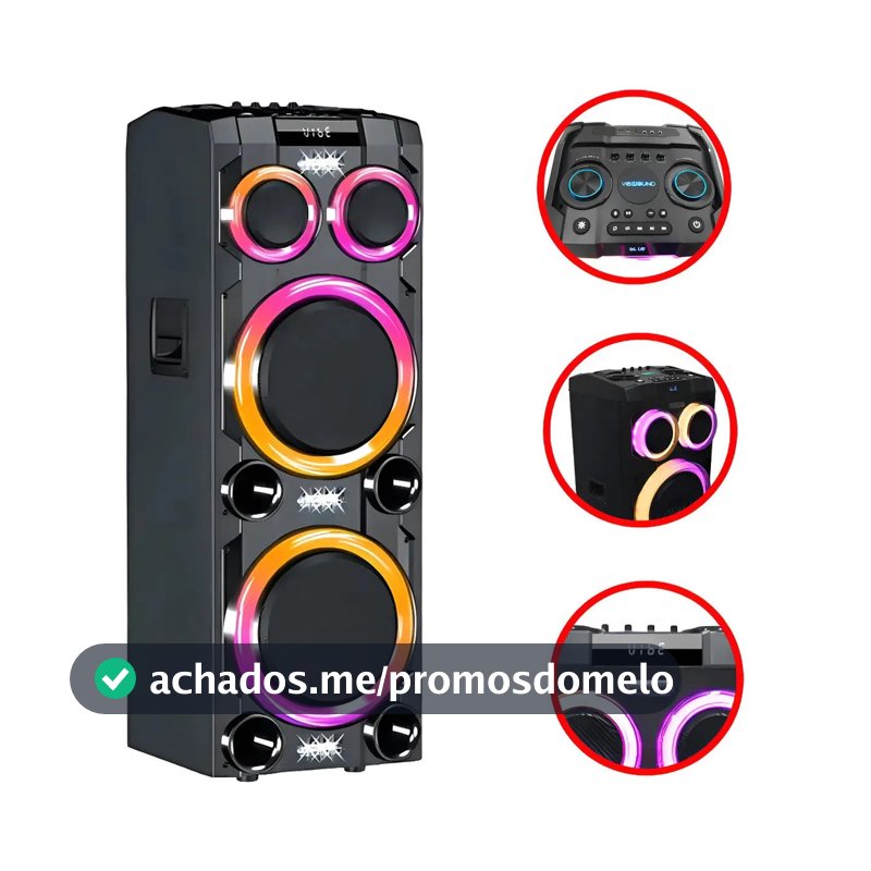 Caixa Som Potente Torre 2500w Rms 2 Falantes 12´´ Bluetooth