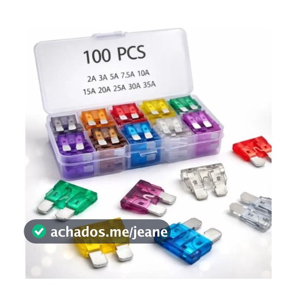 Fusivel Lamina Media Carro Automotivo Kit 100 Pçs Com Estojo