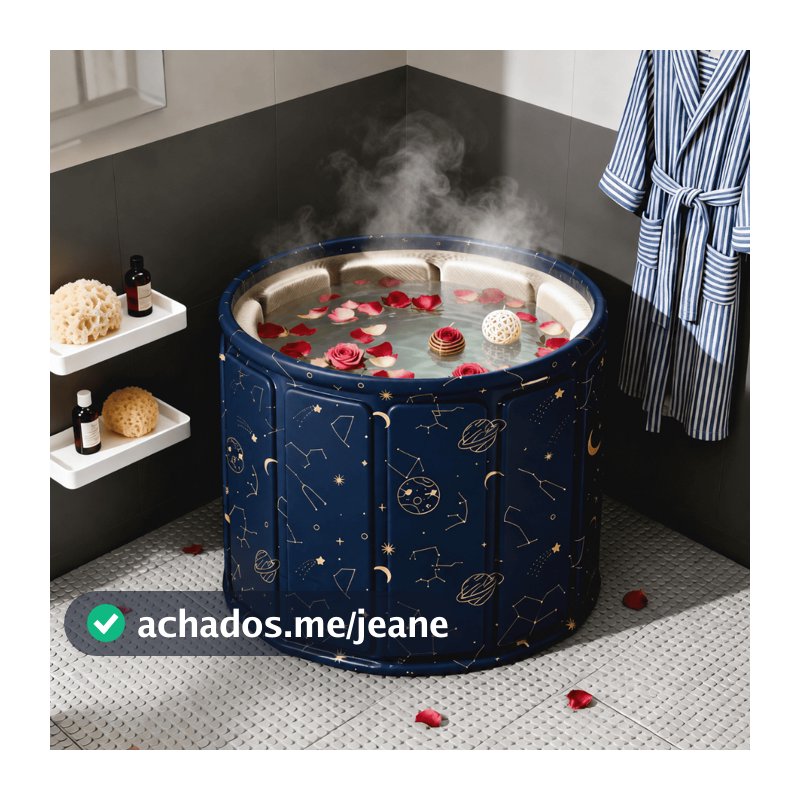 Banheira Dobrável Adulto 70cm 254L Portátil Reforçada com Drenagem Rápida