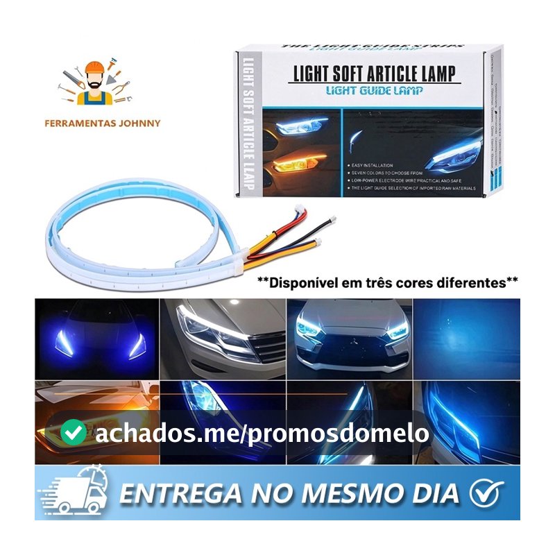 Par de barras de LED DRL 60 cm — 12V faróis automotivos universais, com indicadores de direção sequenciais