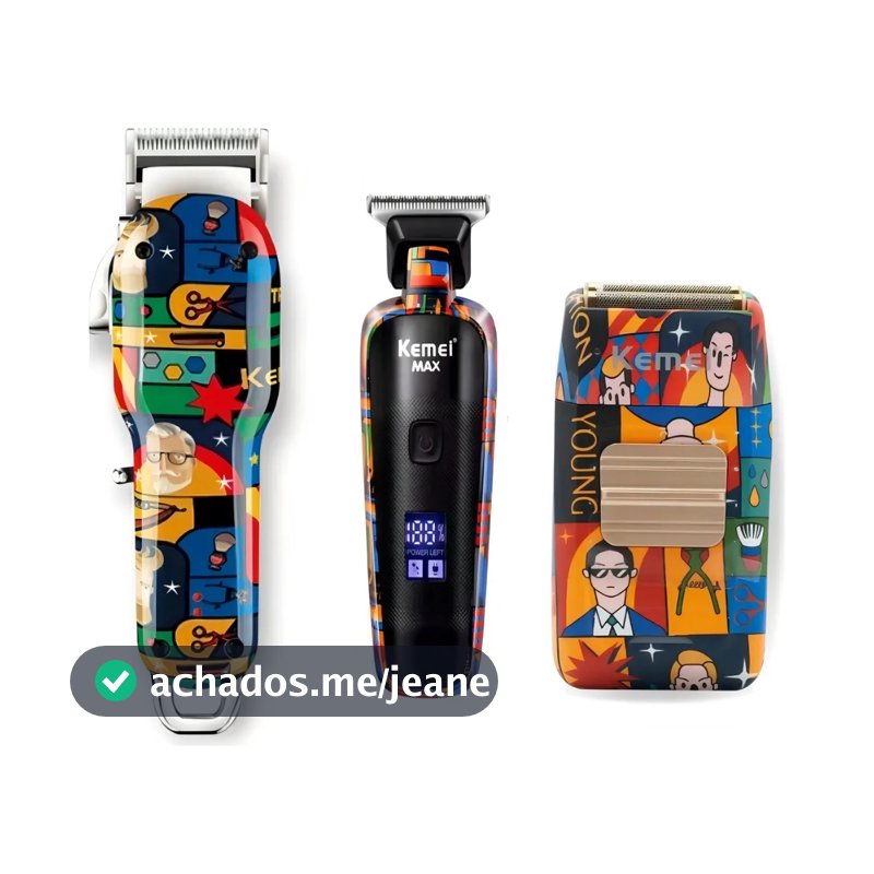 Kemei Maquina de Cortar Cabelo KM-MAX-2092 ou Acabamento KM-MAX-5090 ou Shaver KM-1102H
