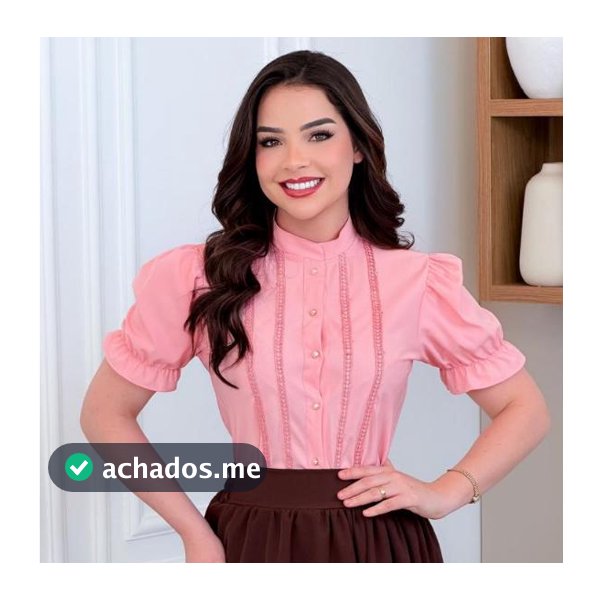 Camisa Feminina Elegante com Renda | Gola Alta | Manga Bufante | Botões| 229