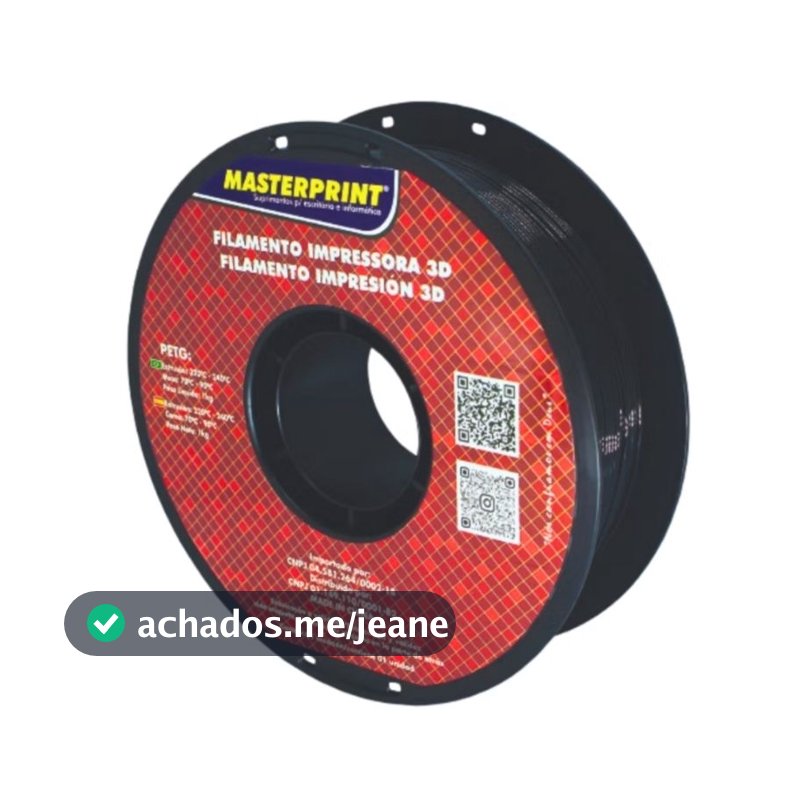 Filamento Impressora 3D Petg 1,75mm 1 kl MasterPrint Preto.