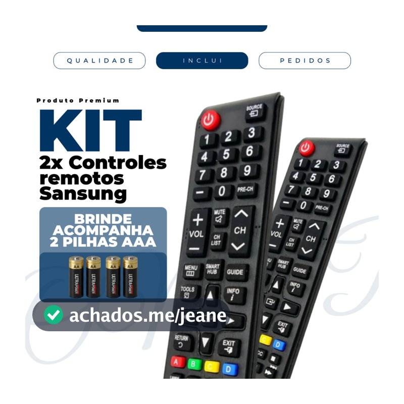 Kit Controle Sansung Smart TV Compatível Samsung Smart TV C/ Pilhas AAA Inclusas Pronto P/ Uso