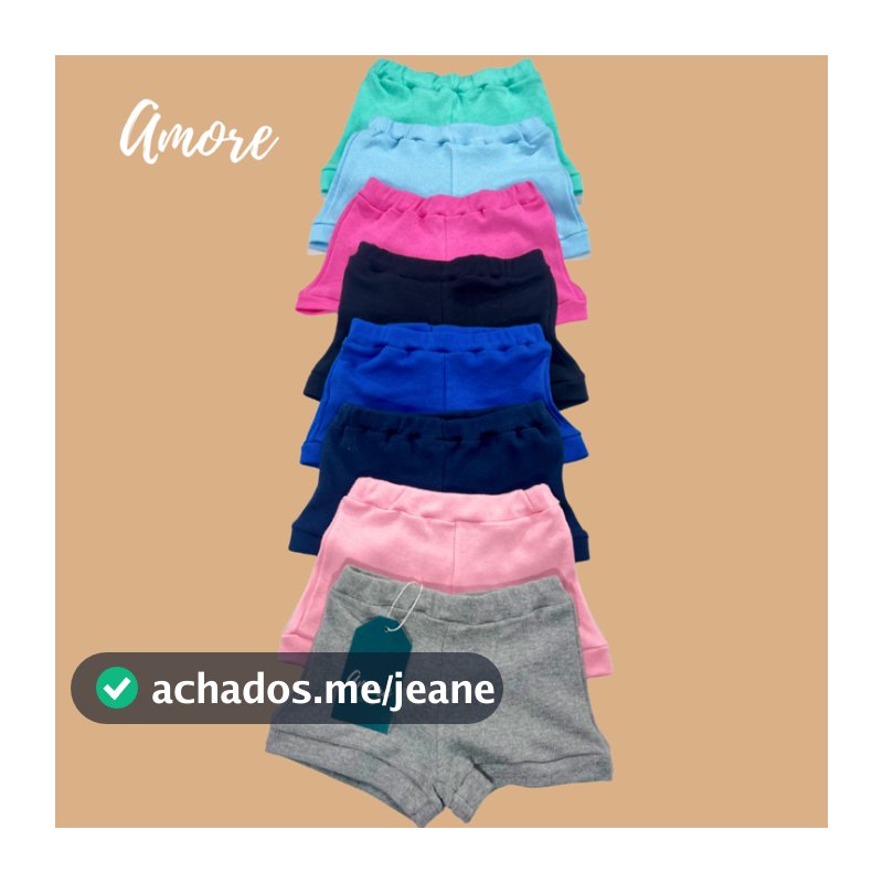 3 Shorts Bebê Sortido  - Suedine 100% Algodão